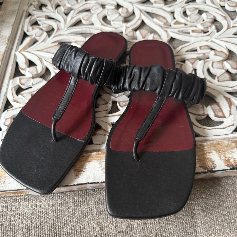 Staud Black Leather Square Toe Sandals Shoes Women's 38 7.5 - Picture 6 of 8